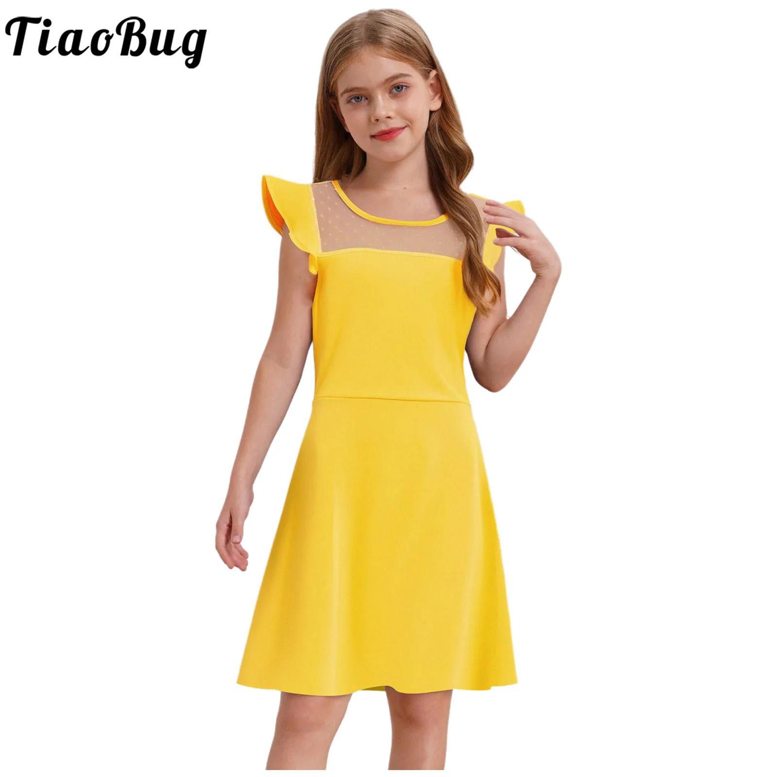 Summer Clothing Kids - Teen Girls Summer Dress Ruffle Sleeves