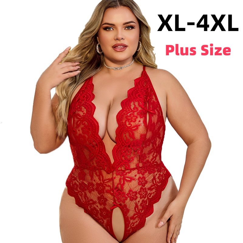 Xl Summer Clothing - XL-4XL Crotchless Lace Bodysuit Sexy Summer