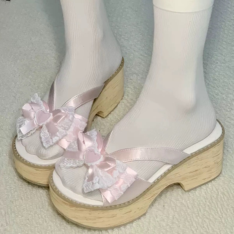 Summer Clothing Accessories - Sweet Bow Wood Grain Thick Bottom