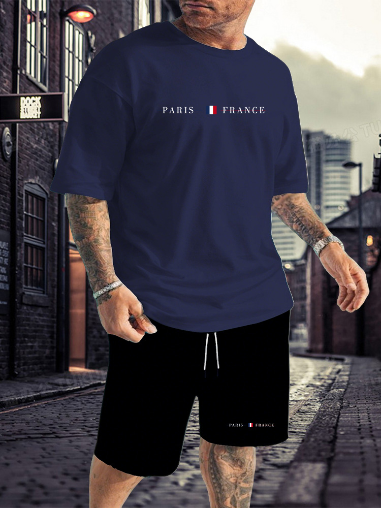 Summer Clothing Plus - Men's Tracksuit 2 Piece O-neck Short