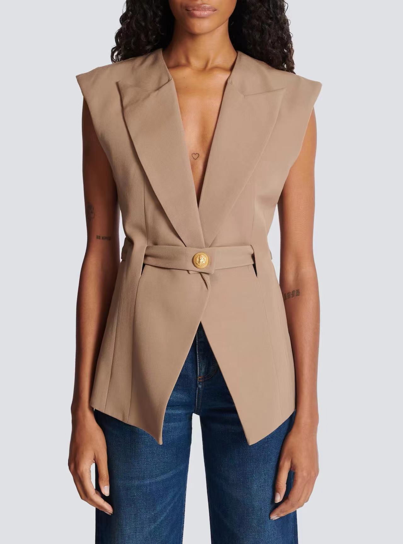 Xl Summer Clothing - High Quality Solid Sleeveless Lapel Vest