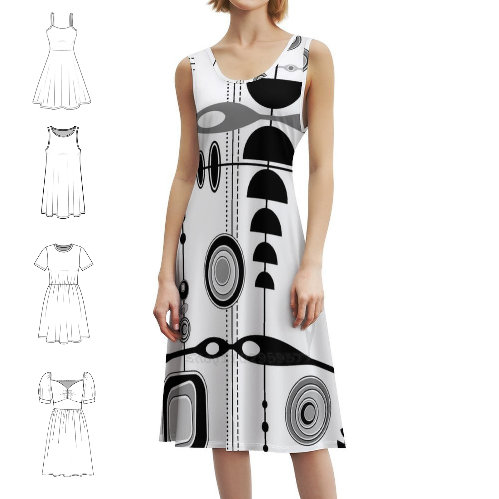Mid Century Modern Print-Black - Summer Clothing Vintage review and price