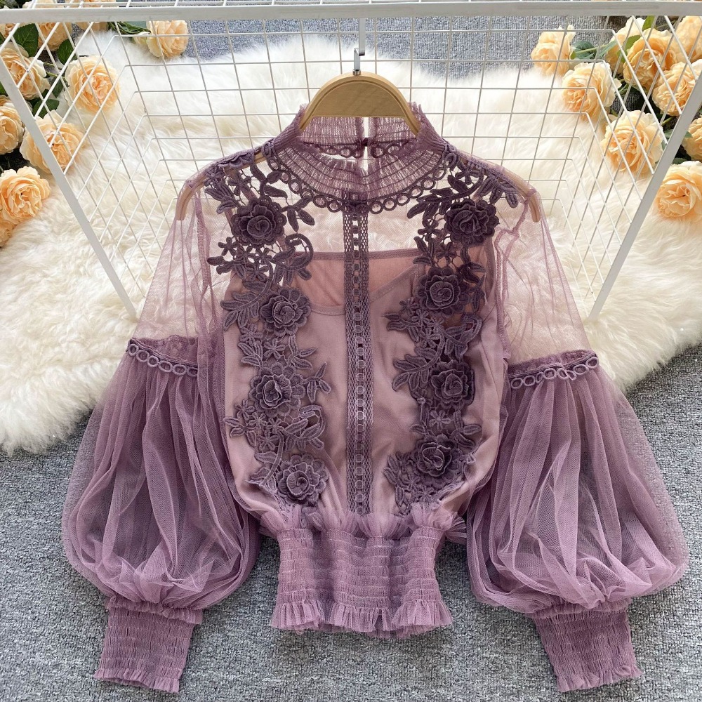 2Pcs/Set Lace Puff Long Sleeve - Summer Clothing Vintage review and price