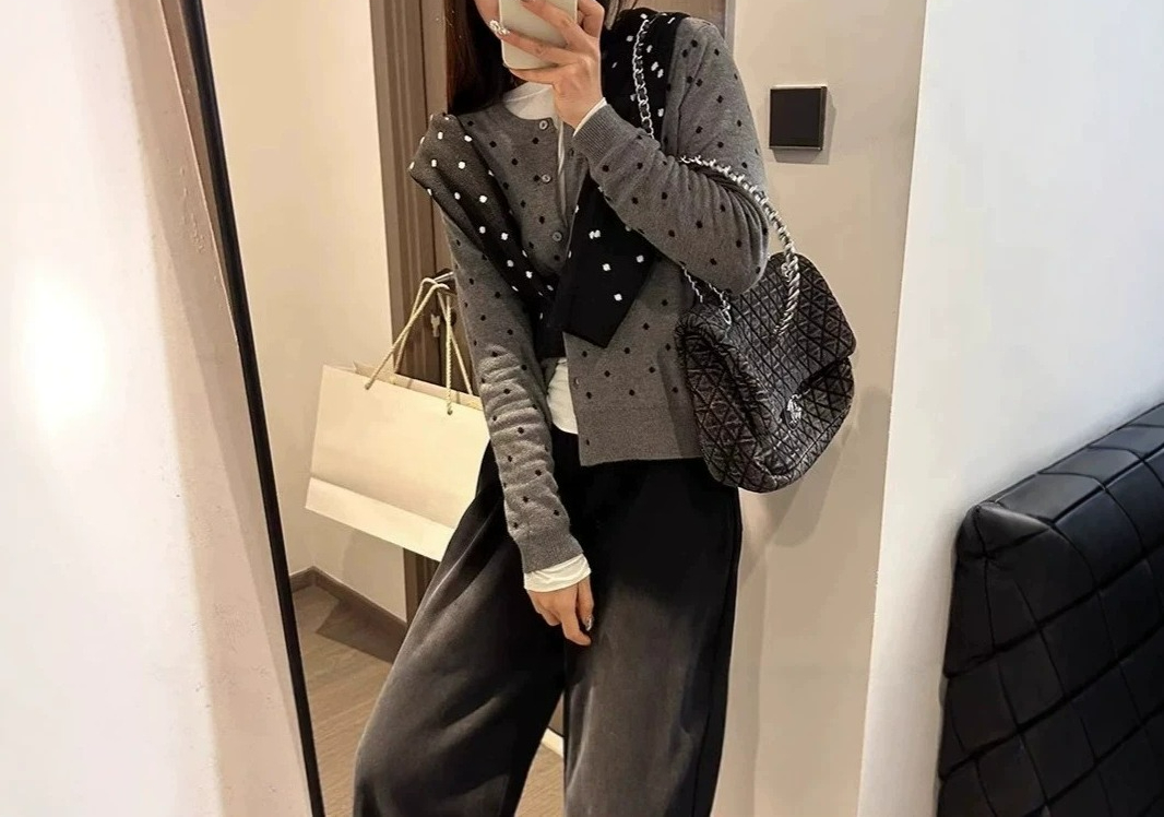 Gray Polka Dot Knitted Cardiga - Crew Clothing Summer Jacket review and price