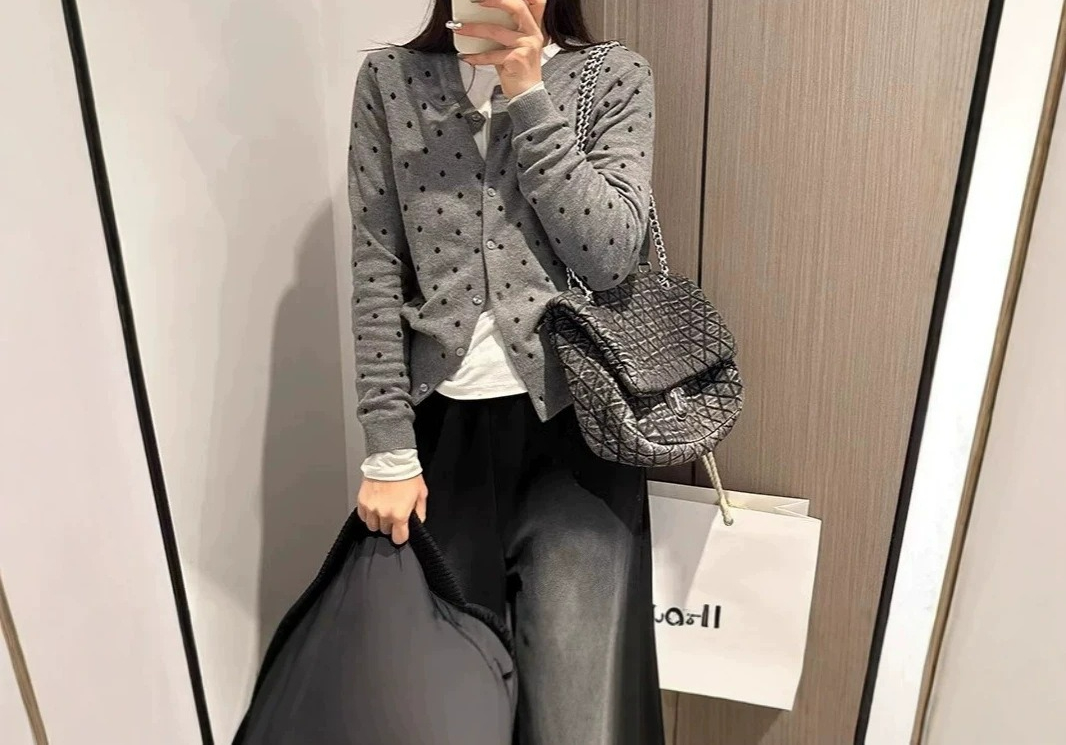 Gray Polka Dot Knitted Cardiga - Crew Clothing Summer Jacket review and price