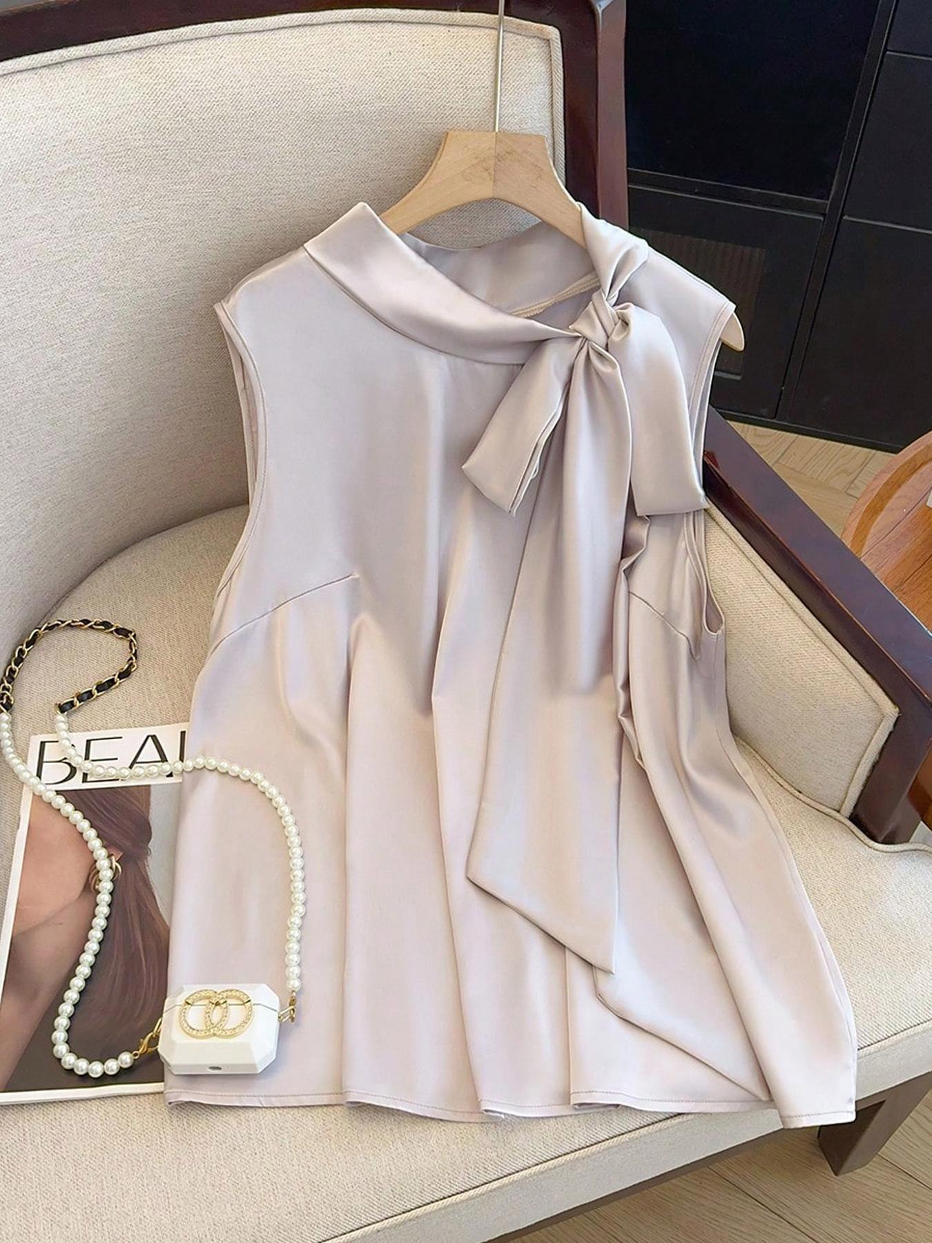 【Plus Size】 Solid Color Tie Fr - Summer Clothing Plus review and price