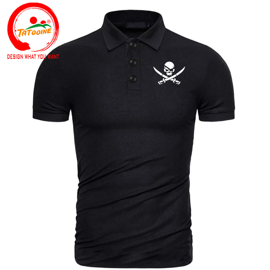 Pirate Skull Logo Print Polo S - Summer Clothing Logo review and price