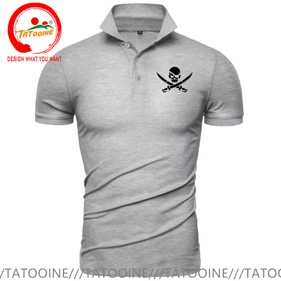 Pirate Skull Logo Print Polo S - Summer Clothing Logo review and price