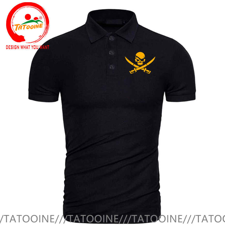 Pirate Skull Logo Print Polo S - Summer Clothing Logo review and price