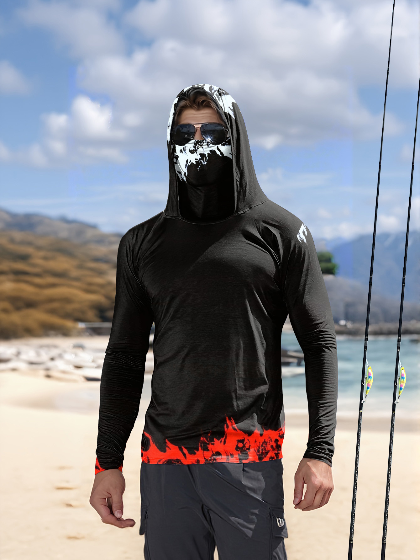 Men Hood Fishing Shirt long sl - Rash Guard Long Sleeve review and price
