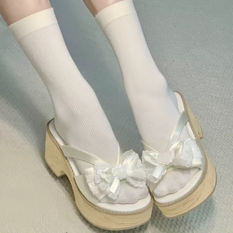 Sweet Bow Wood Grain Thick Bot - Summer Clothing Accessories review and price