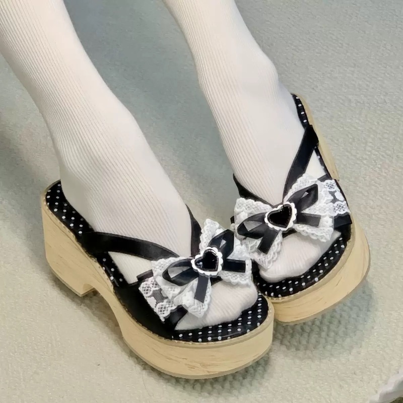 Sweet Bow Wood Grain Thick Bot - Summer Clothing Accessories review and price