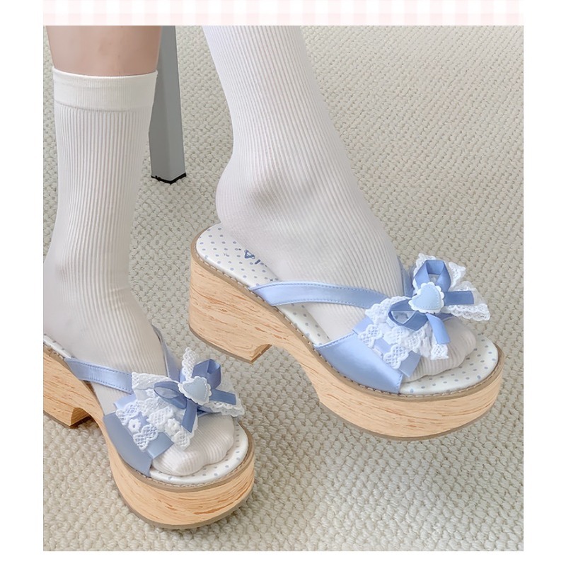 Sweet Bow Wood Grain Thick Bot - Summer Clothing Accessories review and price