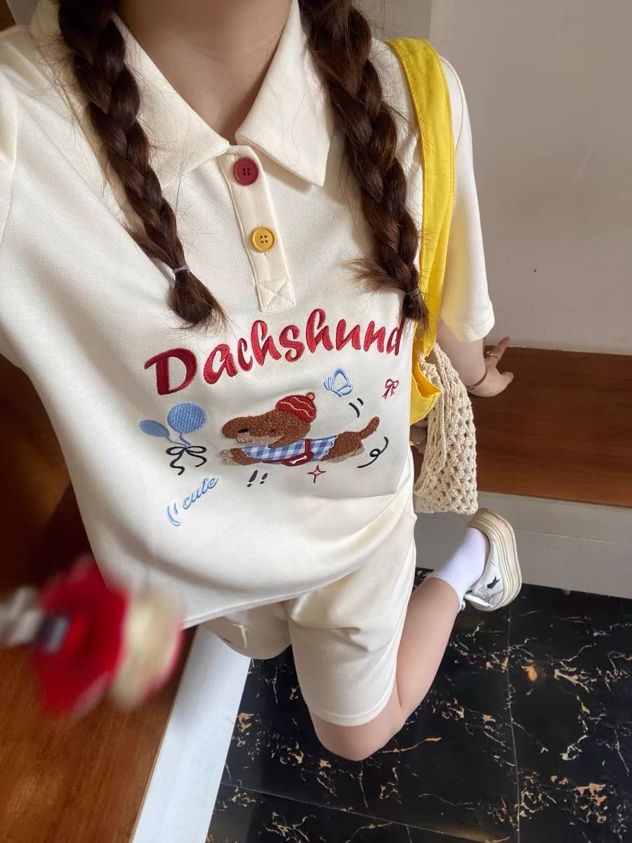Kawaii Embroidery Dog Japan St - Japan Summer Clothing Women review and price