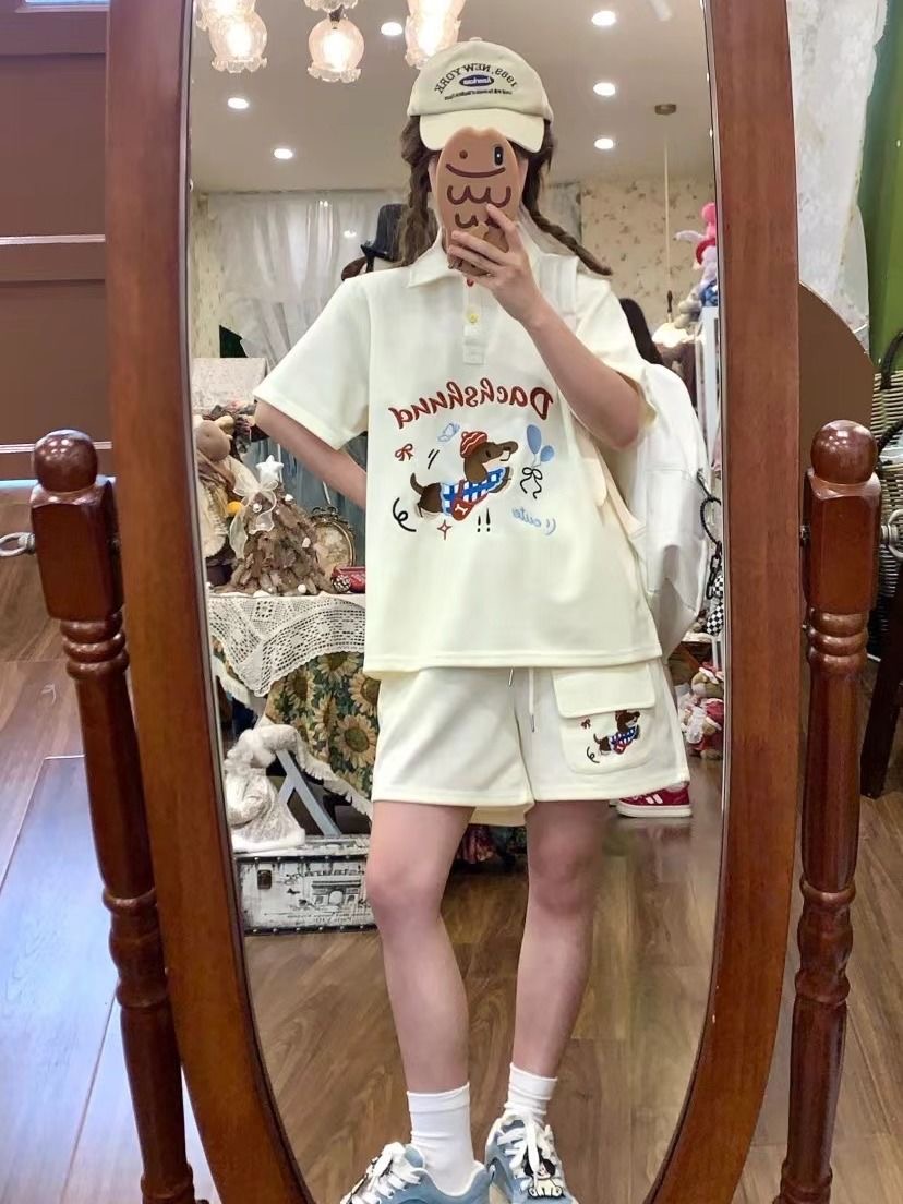 Kawaii Embroidery Dog Japan St - Japan Summer Clothing Women review and price