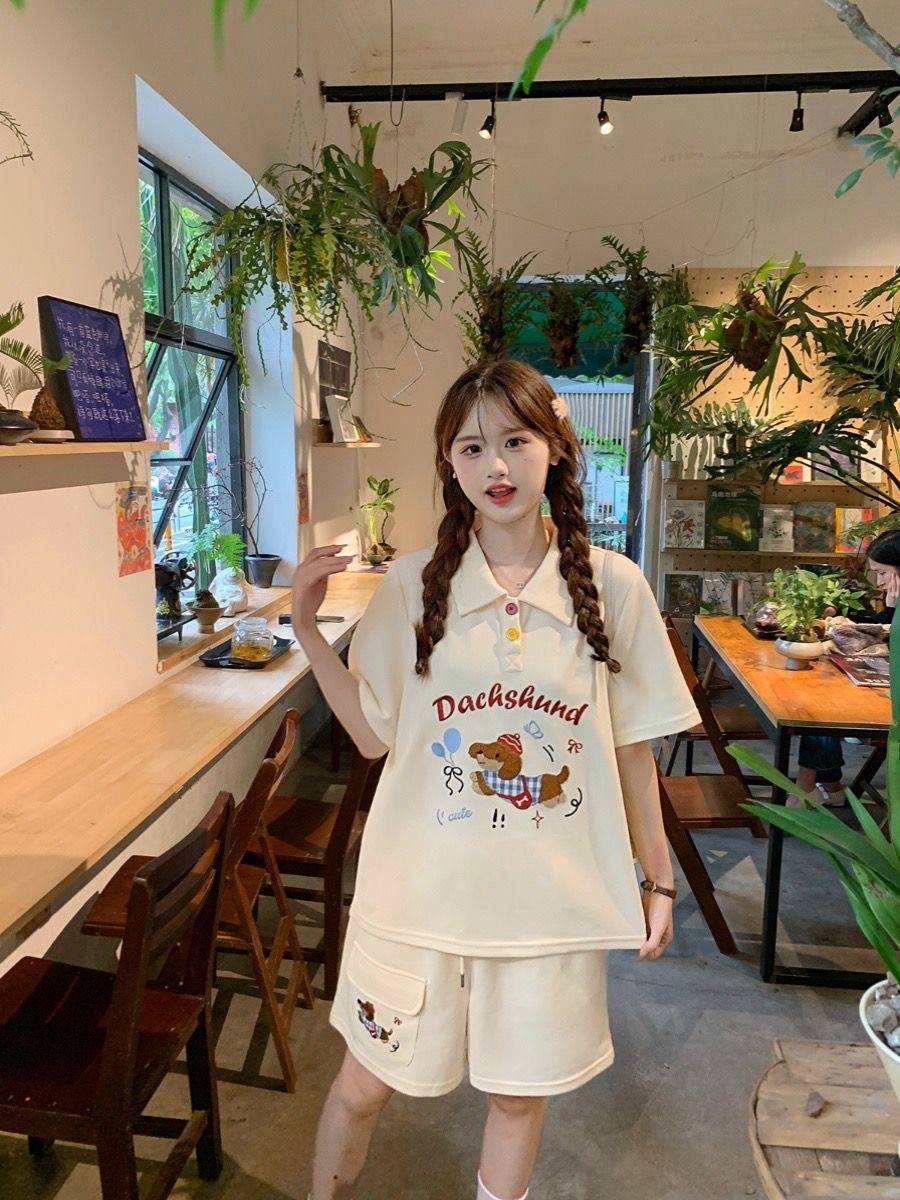 Kawaii Embroidery Dog Japan St - Japan Summer Clothing Women review and price